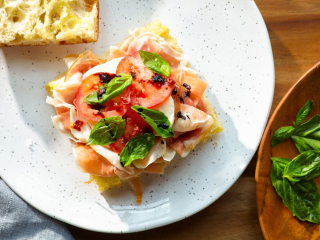 Gourmet Italian Panini – Aldo Reny’s at Founders’ Food Hall Charlottetown Italian-style panini topped with prosciutto, tomato, mozzarella, basil, and balsamic from Aldo Reny’s Gourmet Panini in Charlottetown